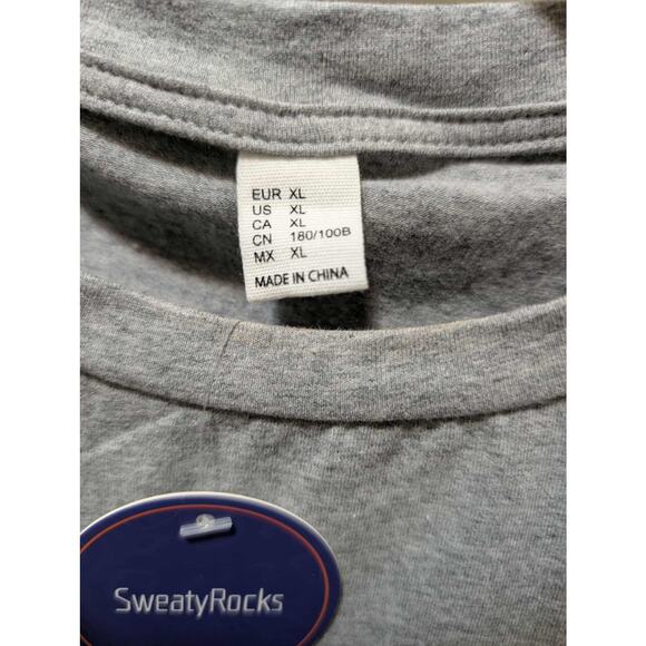 USA American Flag Gray Cropped Top T Shirt Women's XL July 4th New! Patriotic - Picture 5 of 9